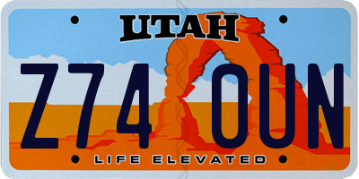 UT license plate Z740UN