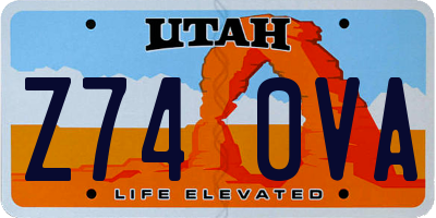 UT license plate Z740VA