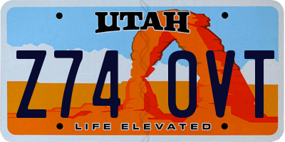 UT license plate Z740VT