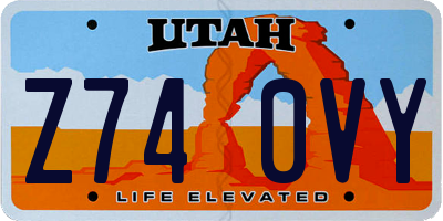 UT license plate Z740VY