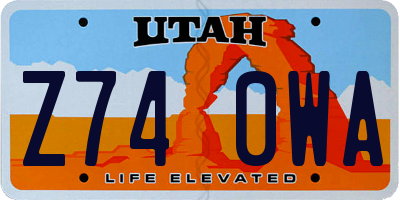 UT license plate Z740WA