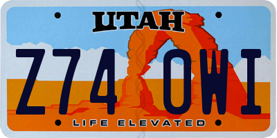 UT license plate Z740WI