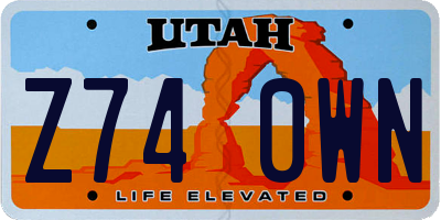 UT license plate Z740WN