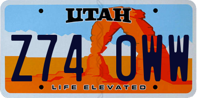 UT license plate Z740WW