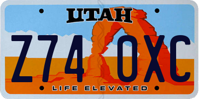 UT license plate Z740XC