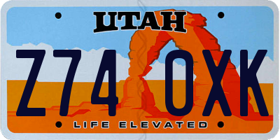 UT license plate Z740XK