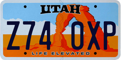 UT license plate Z740XP