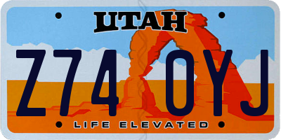 UT license plate Z740YJ