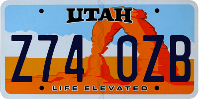 UT license plate Z740ZB