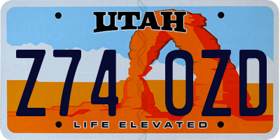 UT license plate Z740ZD