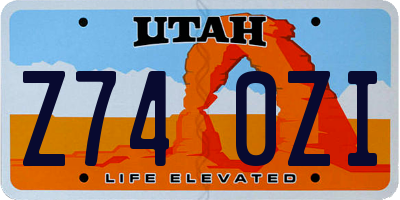 UT license plate Z740ZI