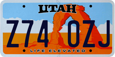 UT license plate Z740ZJ