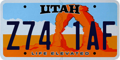 UT license plate Z741AF