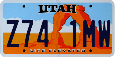 UT license plate Z741MW