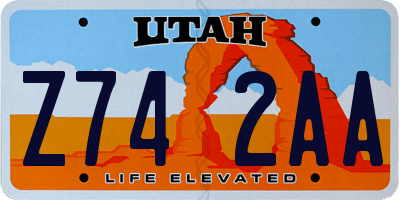 UT license plate Z742AA
