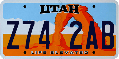 UT license plate Z742AB