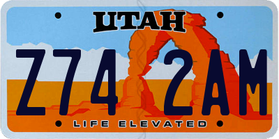 UT license plate Z742AM