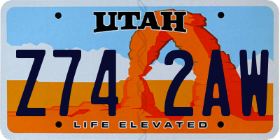 UT license plate Z742AW