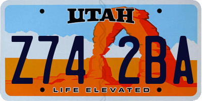 UT license plate Z742BA
