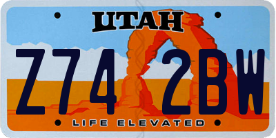 UT license plate Z742BW