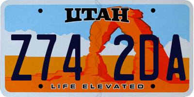UT license plate Z742DA