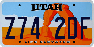 UT license plate Z742DF