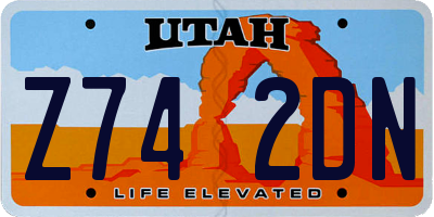 UT license plate Z742DN