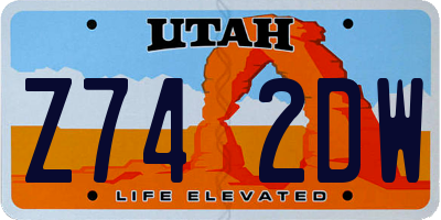 UT license plate Z742DW