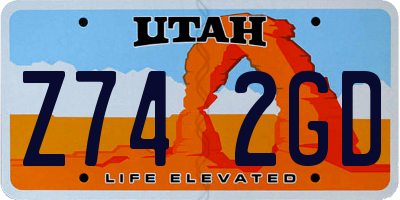 UT license plate Z742GD