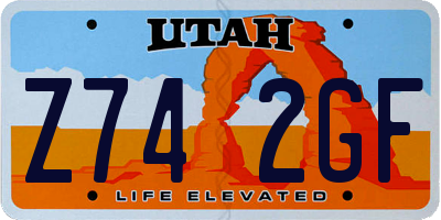 UT license plate Z742GF