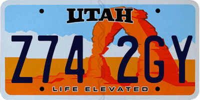 UT license plate Z742GY