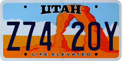 UT license plate Z742OY