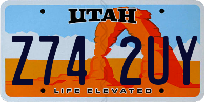 UT license plate Z742UY