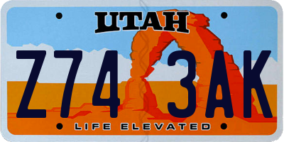 UT license plate Z743AK