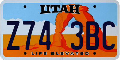 UT license plate Z743BC