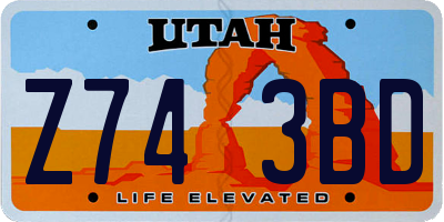 UT license plate Z743BD