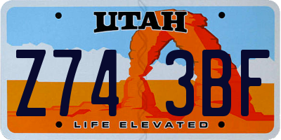 UT license plate Z743BF