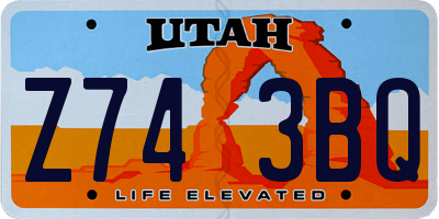 UT license plate Z743BQ
