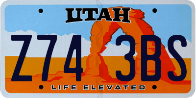 UT license plate Z743BS