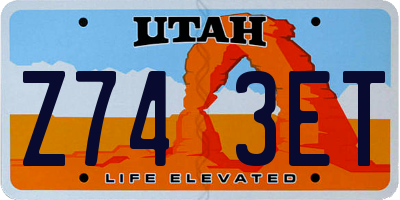 UT license plate Z743ET