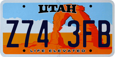 UT license plate Z743FB