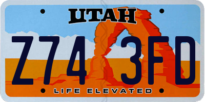 UT license plate Z743FD