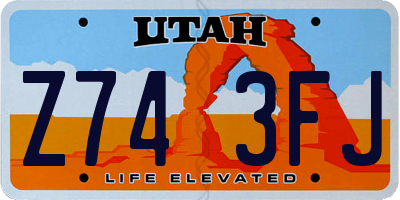 UT license plate Z743FJ