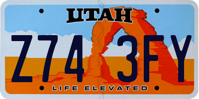UT license plate Z743FY