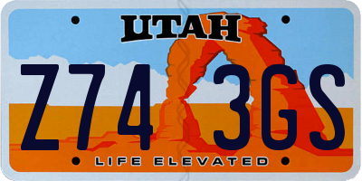 UT license plate Z743GS