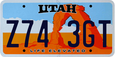 UT license plate Z743GT