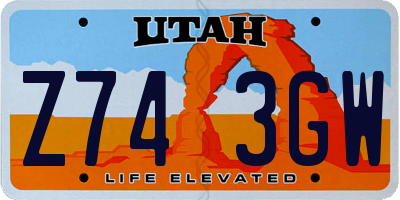 UT license plate Z743GW