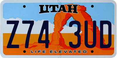 UT license plate Z743UD