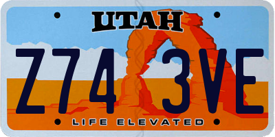 UT license plate Z743VE