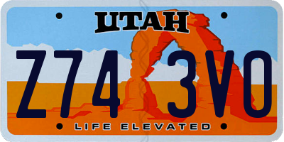 UT license plate Z743VO
